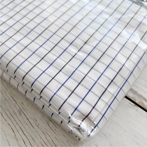 Ralph Lauren Tattersall Windowpane Check KING Fitted Sheet ITALY Black Navy NEW - Picture 2 of 8